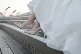 大桟橋の前撮りでシンデレラショット