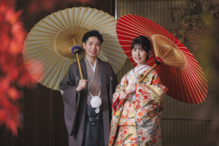 和装で楽しむ屋内庭園スタジオ♪