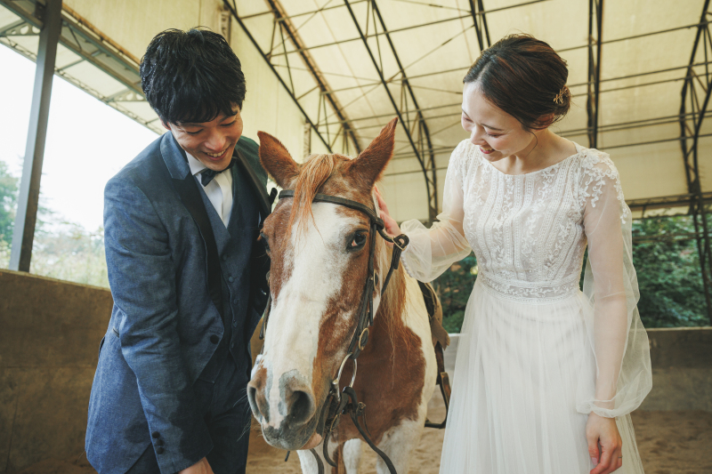 馬と一緒にウェディング