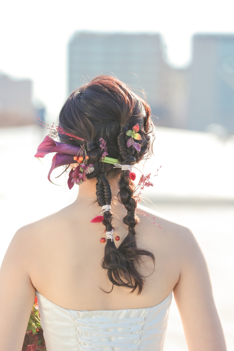 ドレスは赤、キモノはブルー photo by 谷澤明美