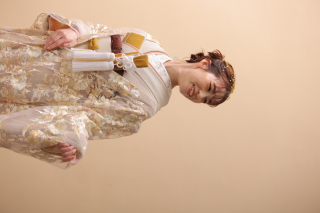 オーガンジーレース×生花の髪飾りの組み合わせのご紹介