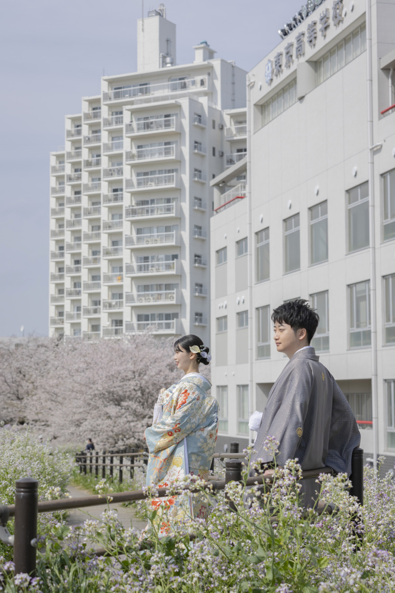 【桜に囲まれて】和装ロケーション