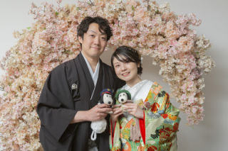 私服撮影と屋内庭園スタジオを組み合わせて