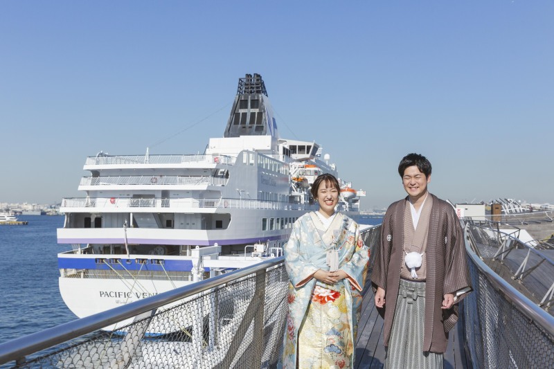 空色の打掛で大桟橋ロケーション【和装】Photo 松本遼平