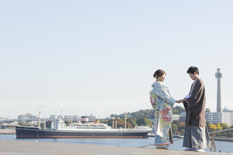空色の打掛で大桟橋ロケーション【和装】Photo 松本遼平