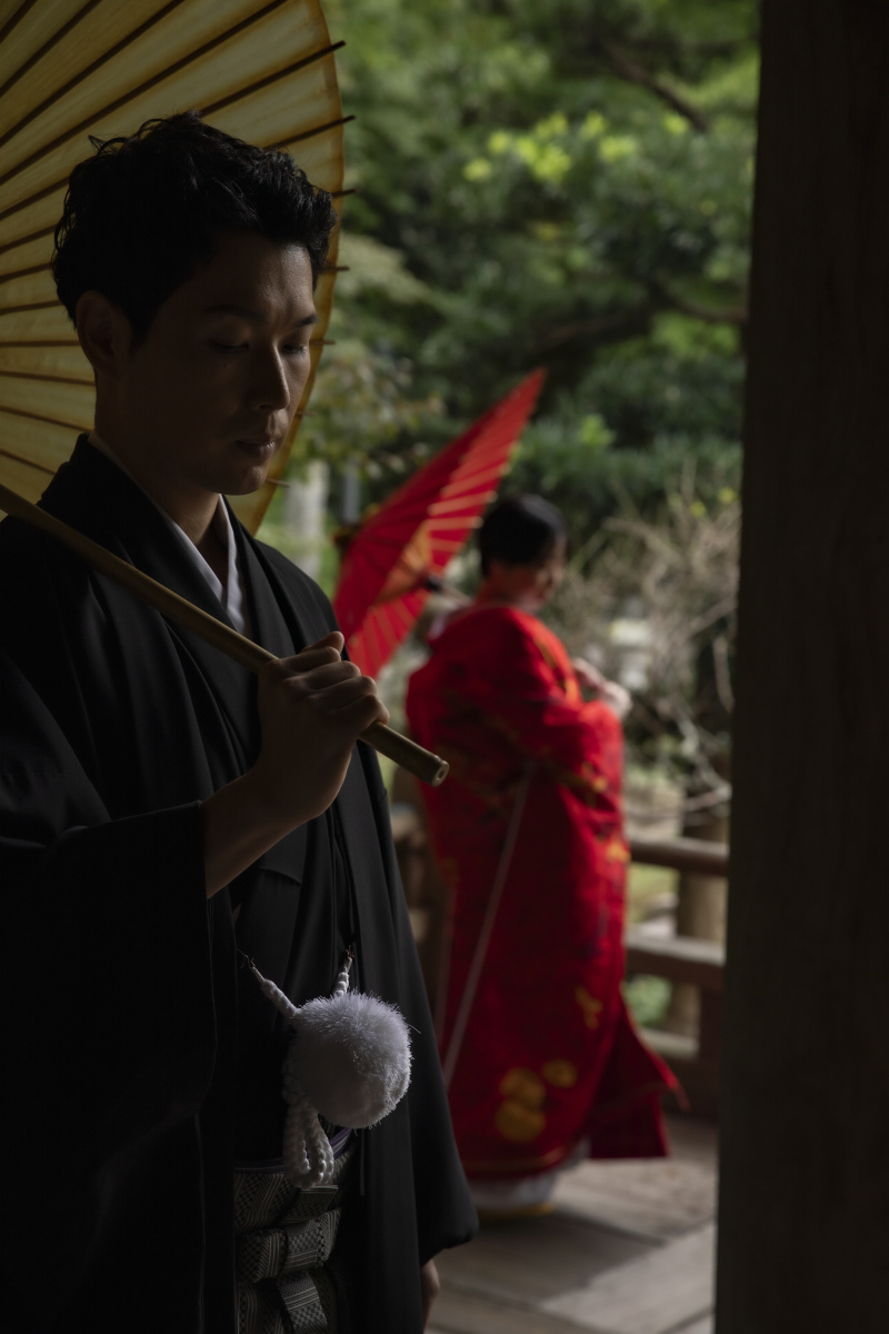 緑豊かな妙本寺で赤無垢を