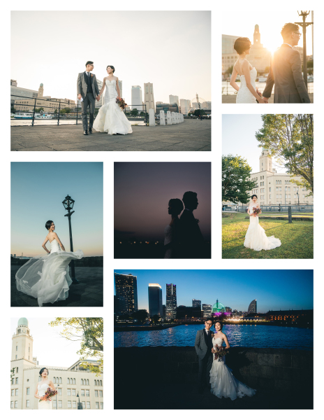 美しい夕陽と残すウェディングフォト