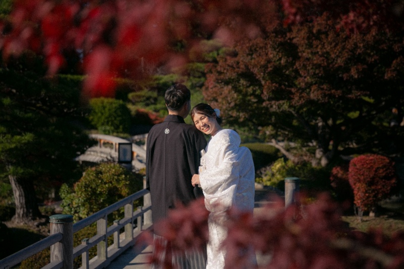 秋の大仙公園で、おふたりらしさ全開の撮影を!