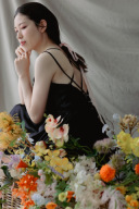 black dress × baby pink