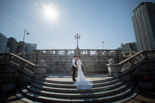 中之島公園での昼のロケーション撮影