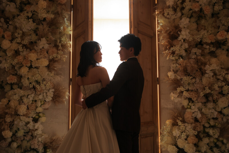 大阪城とスタジオチャペルの撮影風景