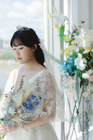 チャペルにぴったりなハーフアップスタイル♪