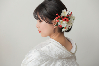 生花でヘアスタイル
