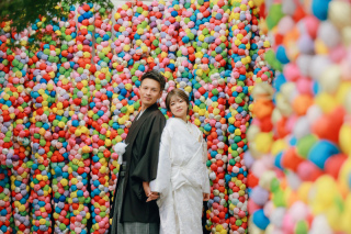 八坂庚申堂で二人の幸せを願って