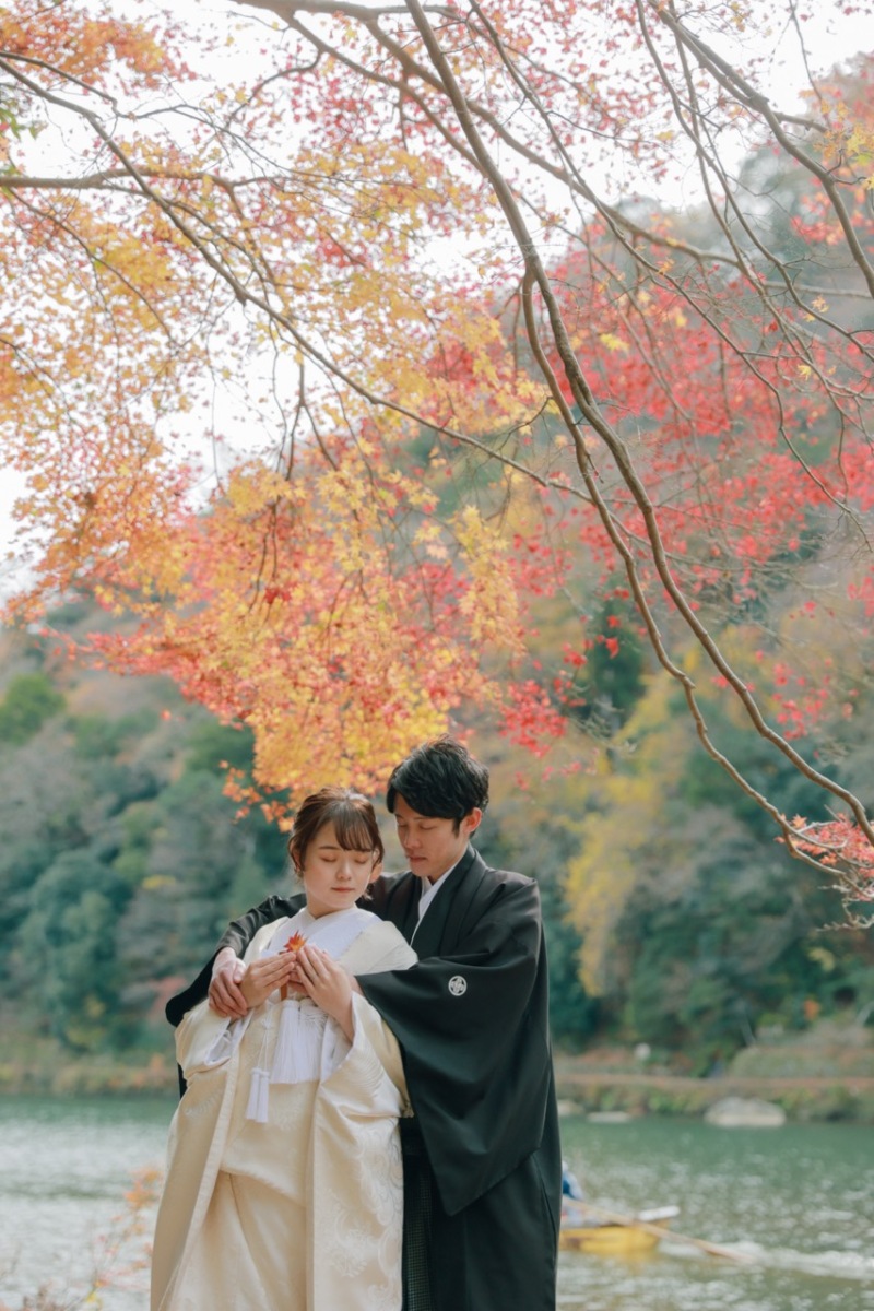 紅葉と竹林に囲まれて♪和装ロケーションを満喫♪