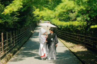 文金高島田で新緑の嵐山をお散歩