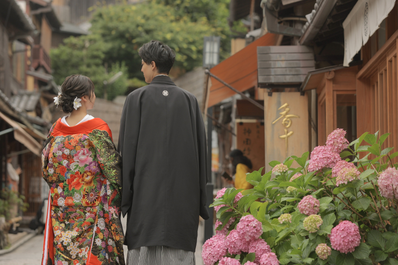 紫陽花咲く八坂で、前撮り撮影♪