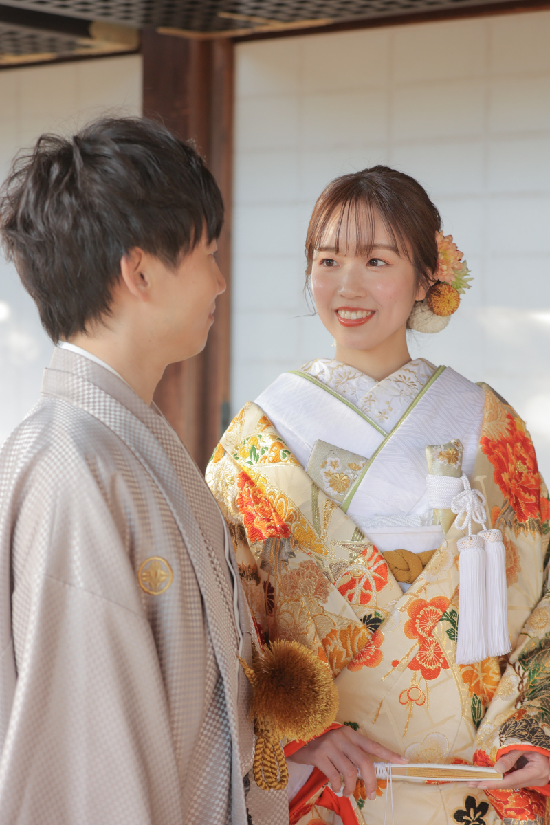 生花を使用した和装ヘアスタイル♪