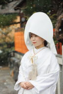 流行りの綿帽子で和装ロケーション☺︎