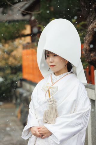 流行りの綿帽子で和装ロケーション☺︎