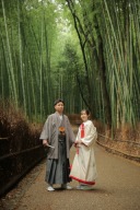紅葉の嵐山で和装ロケーションフォト