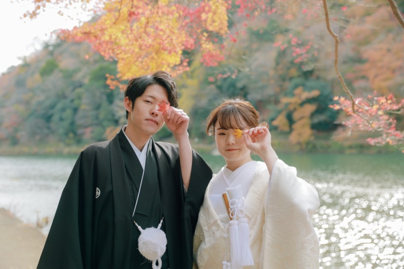 紅葉と竹林に囲まれて♪和装ロケーションを満喫♪