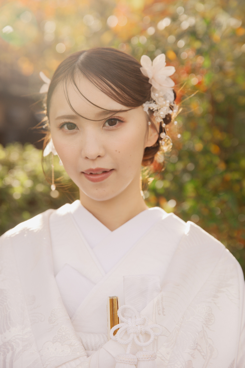 秋の祇園を歩く、白無垢ロケーションフォト