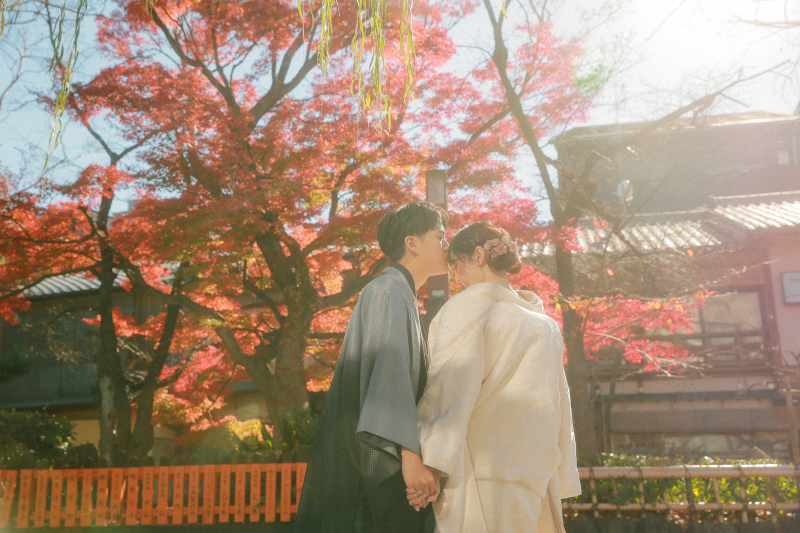 晴れ渡る空の下、京都の街をお散歩