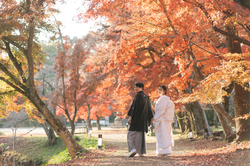 秋の京都で和装のフォトウェディング