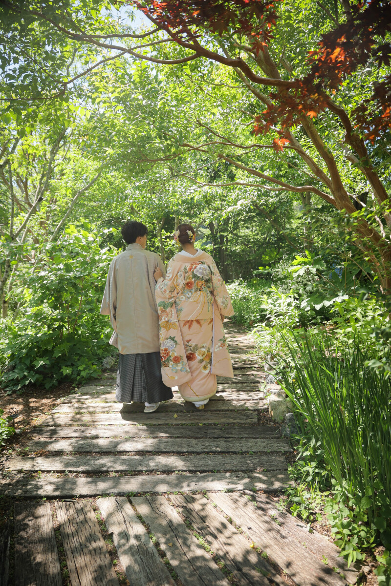 本格的な英国風庭園で和装撮影!