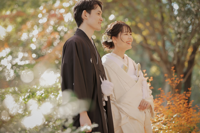 秋の円山公園で彩る和のウェディングフォト