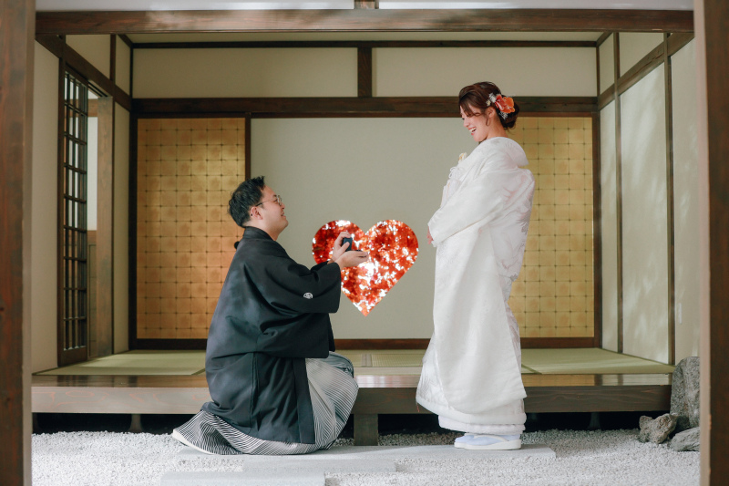 まるで本物の庭園で和装撮影