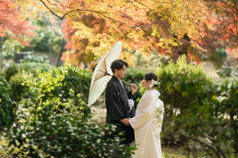 秋の京都で和装のフォトウェディング