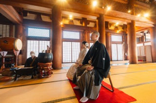 和装で金戒光明寺ロケーション