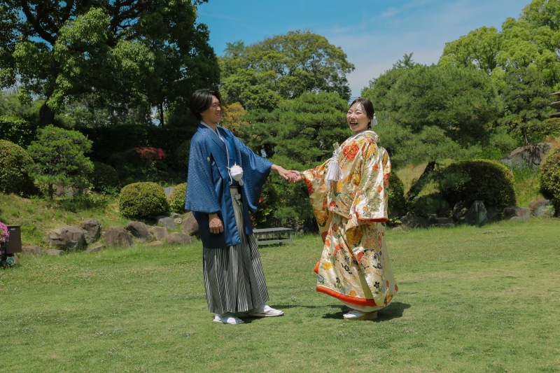 新緑が美しい5月の神戸相楽園で和装前撮り
