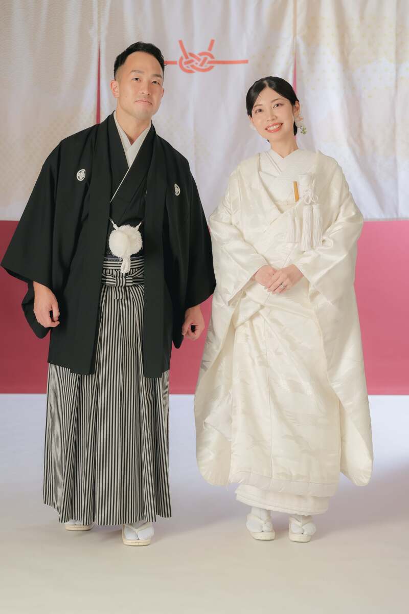 ハウスで暖簾と和装撮影