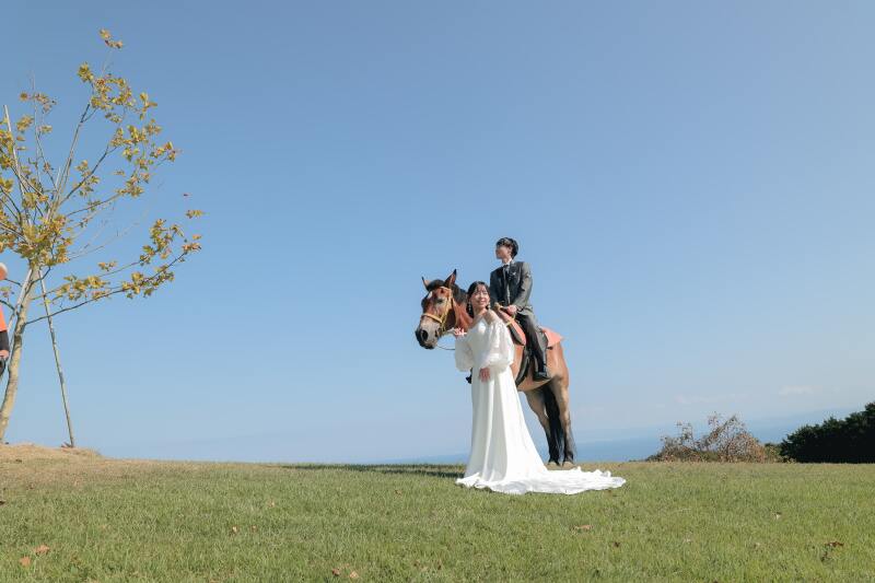 「淡路島花さじきでのロケーションフォト〜馬と花と青空に包まれて〜」