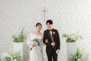 チャペル風の背景を使っての撮影