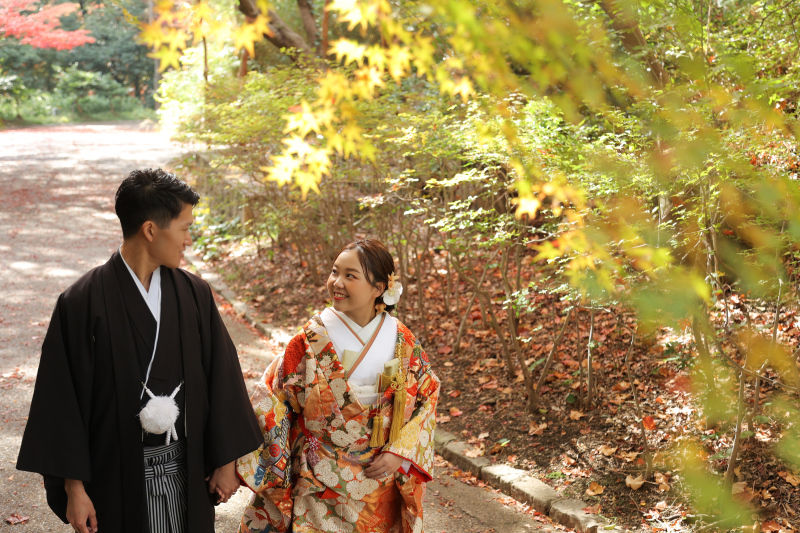 秋色に包まれた和装撮影