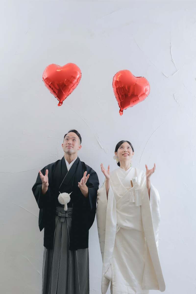 ハウスで暖簾と和装撮影