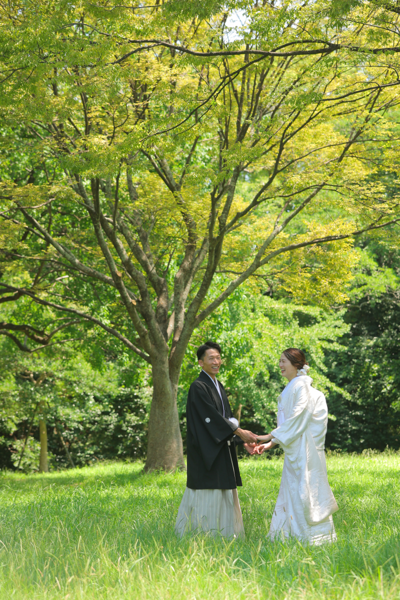 大濠公園で和装撮影、ハウススタジオで洋装撮影♪