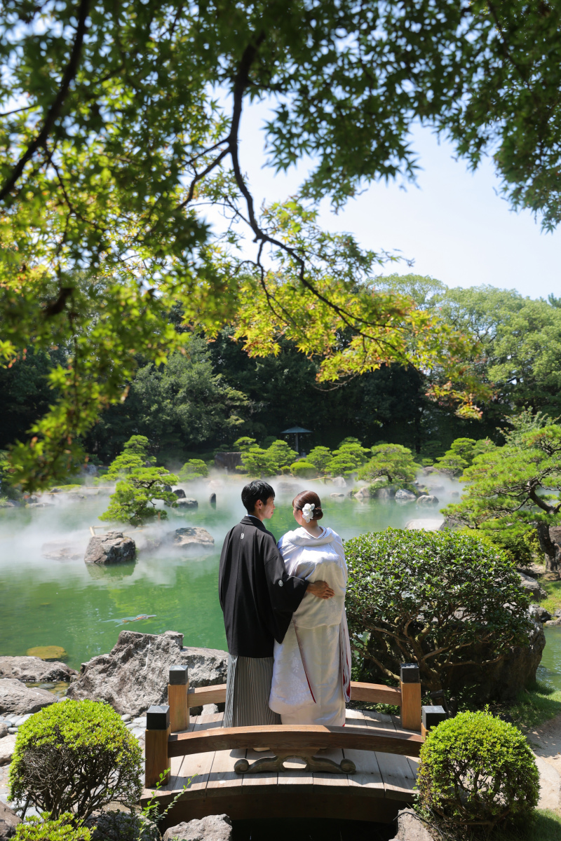 緑輝く大濠日本庭園で和装撮影♪