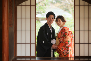 松風園での和装撮影