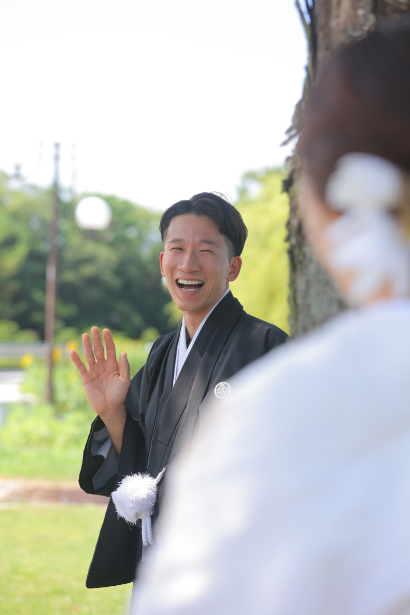 大濠公園で和装撮影、ハウススタジオで洋装撮影♪