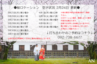 桜ロケーション空き状況です！