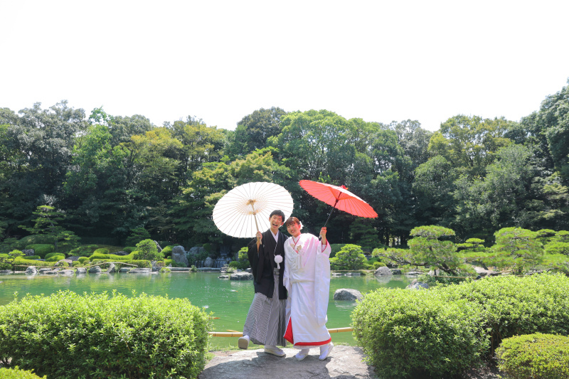 緑輝く大濠日本庭園で和装撮影♪