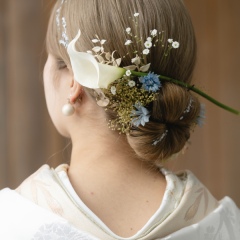 お花を使用したヘアメイク