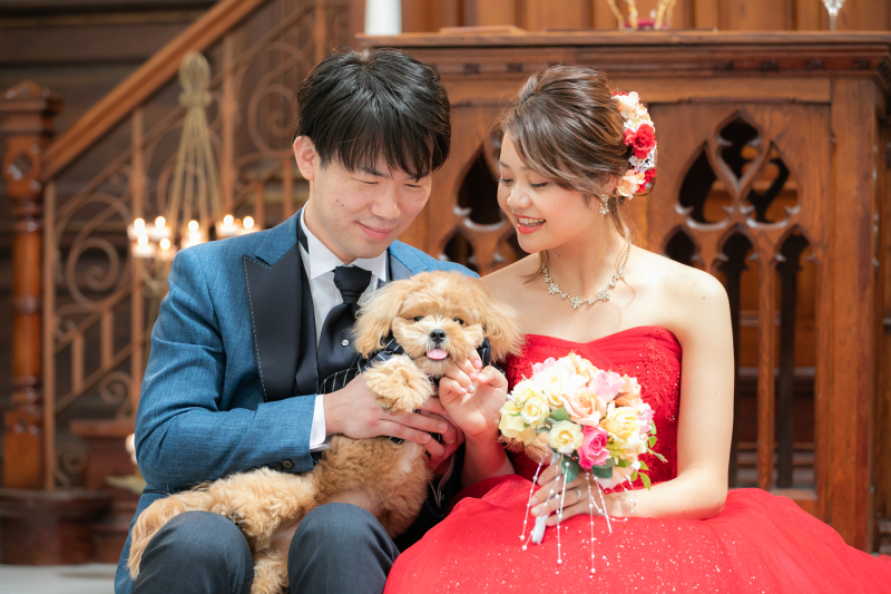 カラードレスで愛犬ちゃんと♡