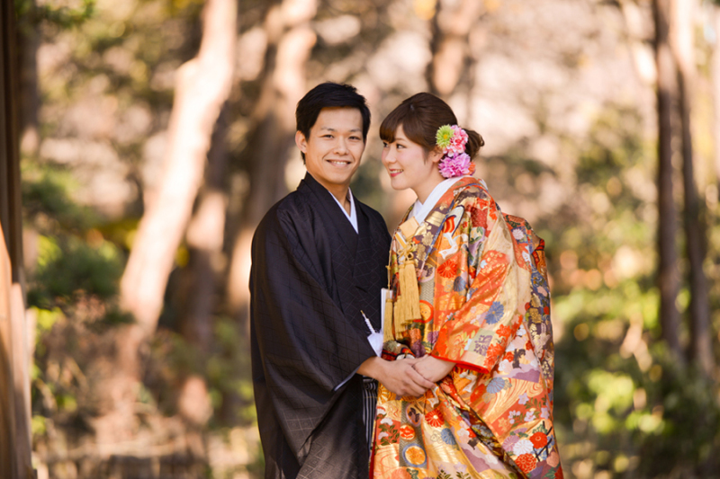 和装で庭園ロケ☆