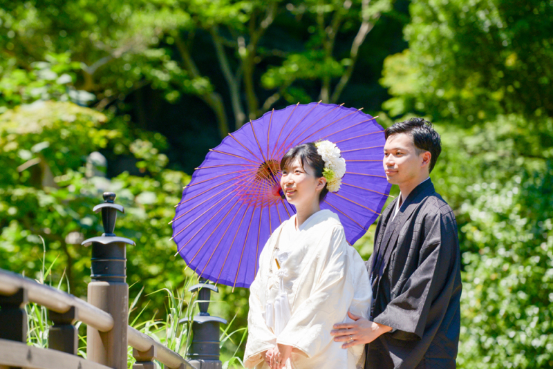 日本庭園で和装ロケ♪